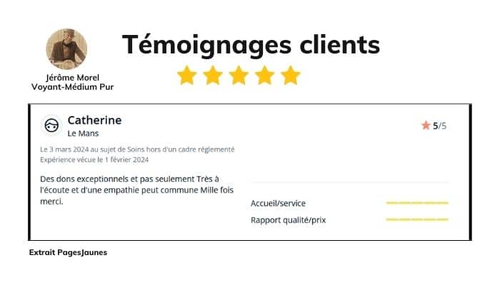 Avis client satisfait Catherine avec Jérôme Morel Voyant